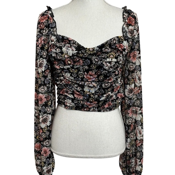 FOREVER 21 - NWT - FLORAL SWEETHEART CROP TOP - SIZE XL - VERY FEMININE B3 - Picture 2 of 14